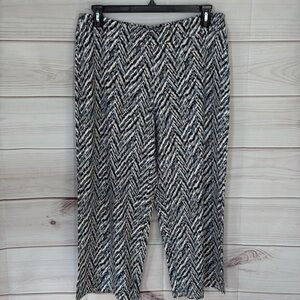 NWT J Jill Wearever Blue & White Full Leg Crop Pants Size Large